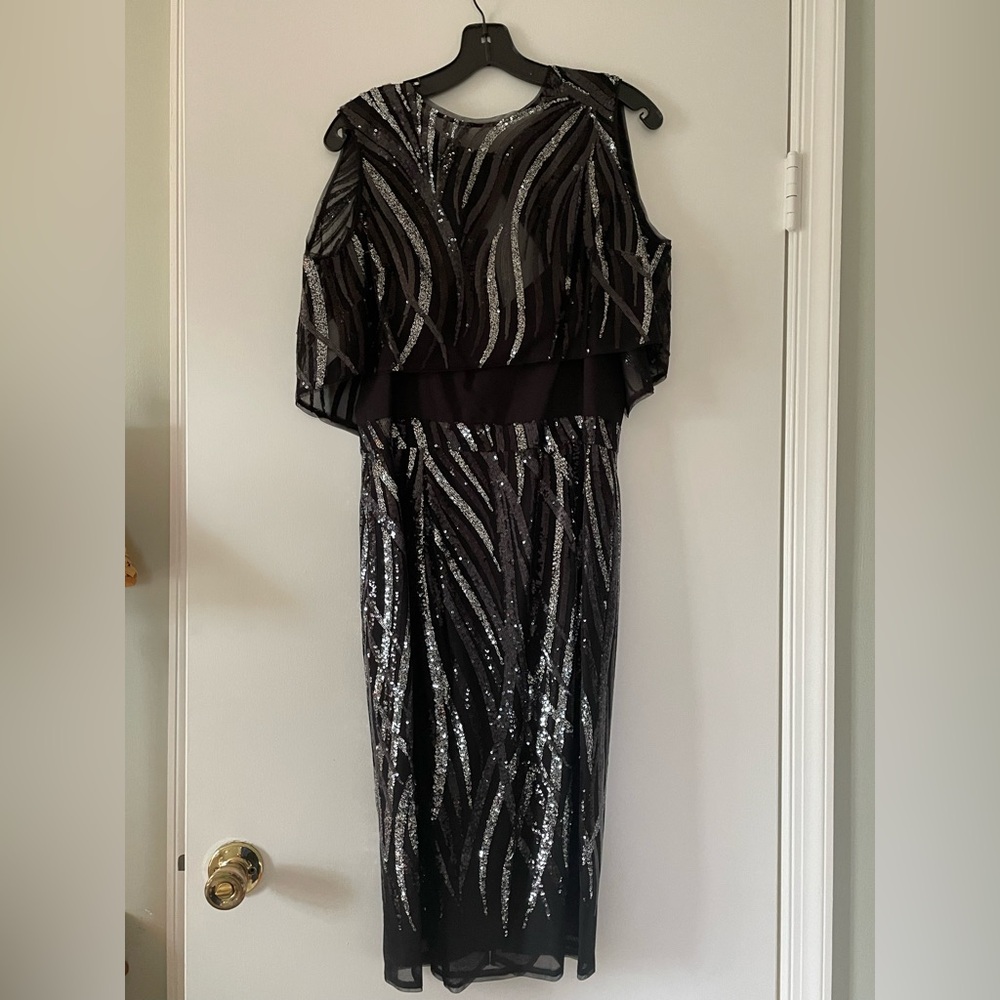 BCBGMaxAzria Fallyn Black and Silver Sequin Dress